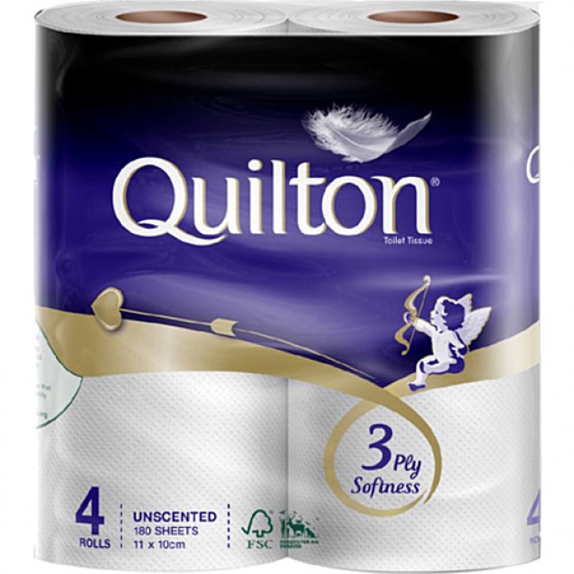 Quilton Premium 3 Ply Toilet Paper Roll - 4 pack